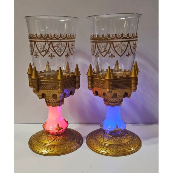 Disney Other - Disney Beauty & The Beast Castle Goblet Set of 2 With LED Light-Up Base